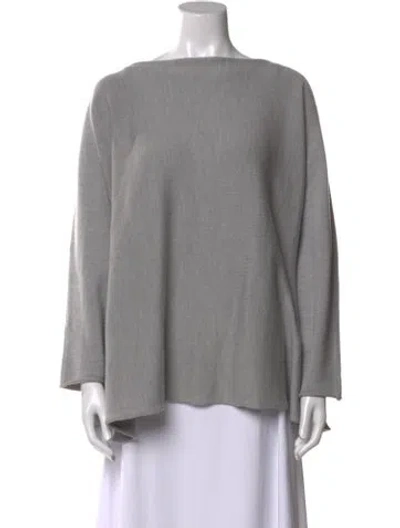 Pre-owned Eskandar Merino Wool Bateau Neckline Sweater In Gray