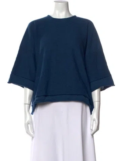 Pre-owned Eskandar Merino Wool Crew Neck Sweater In Blue
