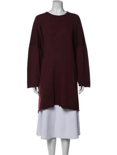 Pre-owned Eskandar Merino Wool Crew Neck Sweater In Burgundy