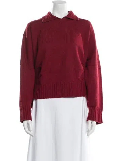 Pre-owned Eskandar Merino Wool Crew Neck Sweater In Red