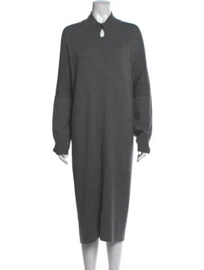Pre-owned Eskandar Merino Wool Long Dress In Grey