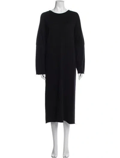 Pre-owned Eskandar Merino Wool Midi Length Dress In Black