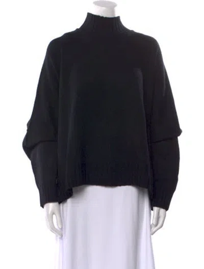 Pre-owned Eskandar Merino Wool Mock Neck Sweater In Black