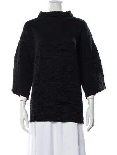 Pre-owned Eskandar Merino Wool Mock Neck Sweater In Black