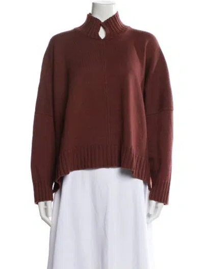 Pre-owned Eskandar Merino Wool Mock Neck Sweater In Brown