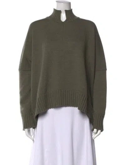 Pre-owned Eskandar Merino Wool Mock Neck Sweater In Green