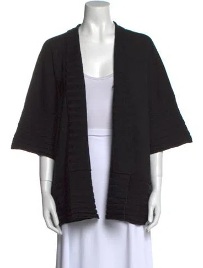 Pre-owned Eskandar Merino Wool Open Front Sweater In Black