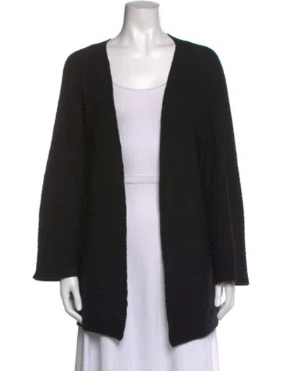 Pre-owned Eskandar Merino Wool Open Front Sweater In Black
