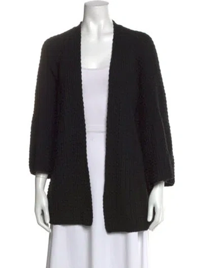 Pre-owned Eskandar Merino Wool Open Front Sweater In Black