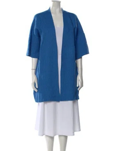Pre-owned Eskandar Merino Wool Open Front Sweater In Blue