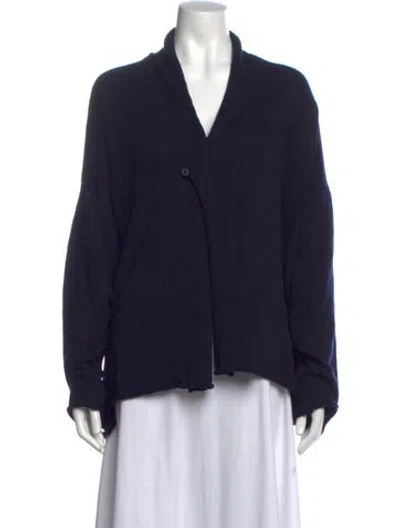 Pre-owned Eskandar Merino Wool Open Front Sweater In Blue