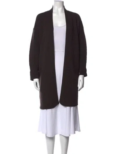 Pre-owned Eskandar Merino Wool Open Front Sweater In Brown
