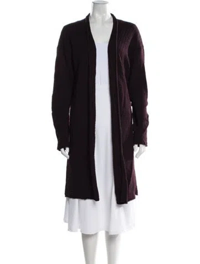 Pre-owned Eskandar Merino Wool Open Front Sweater In Burgundy