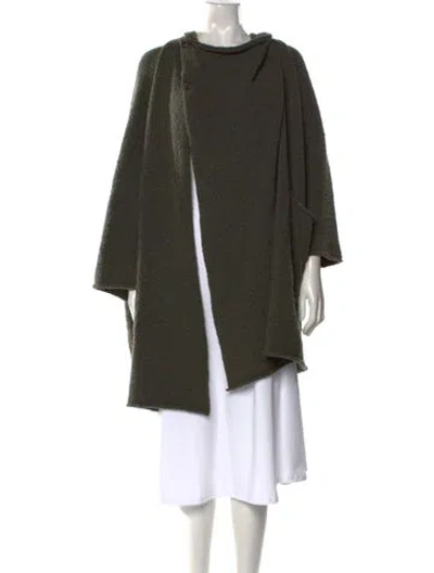 Pre-owned Eskandar Merino Wool Open Front Sweater In Green
