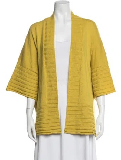 Pre-owned Eskandar Merino Wool Open Front Sweater In Yellow