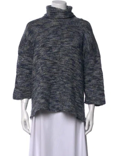 Pre-owned Eskandar Merino Wool Patterned Sweater In Blue