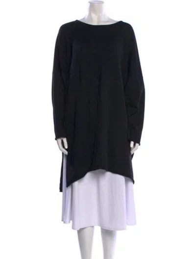 Pre-owned Eskandar Merino Wool Scoop Neck Sweater In Black