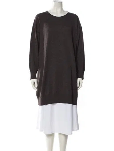 Pre-owned Eskandar Merino Wool Scoop Neck Sweater In Gray