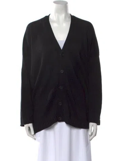 Pre-owned Eskandar Merino Wool V-neck Sweater In Black