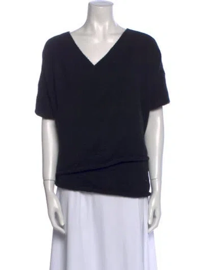 Pre-owned Eskandar Merino Wool V-neck Sweater In Black