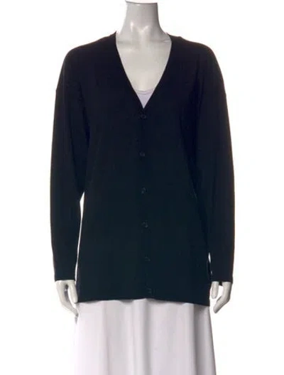 Pre-owned Eskandar Merino Wool V-neck Sweater In Black