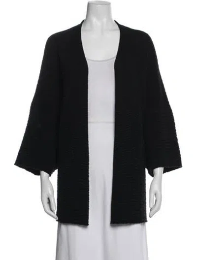 Pre-owned Eskandar Merino Wool V-neck Sweater In Black