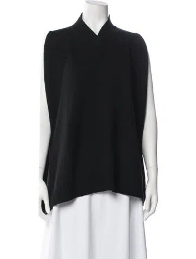 Pre-owned Eskandar Merino Wool V-neck Sweater In Black