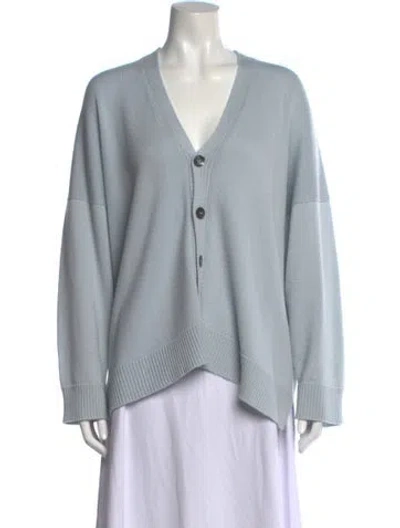 Pre-owned Eskandar Merino Wool V-neck Sweater In Blue