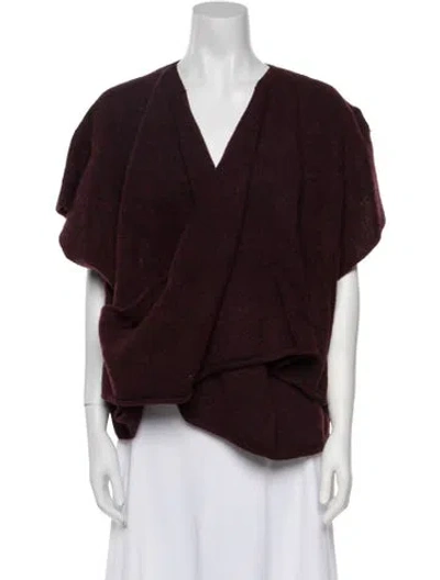 Pre-owned Eskandar Merino Wool V-neck Sweater In Burgundy