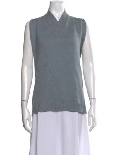 Pre-owned Eskandar Merino Wool V-neck Sweater In Gray