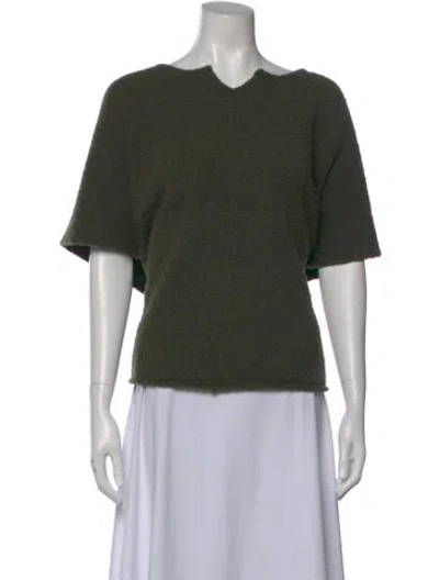 Pre-owned Eskandar Merino Wool V-neck Sweater In Green