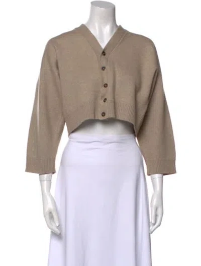 Pre-owned Eskandar Merino Wool V-neck Sweater In Neutral