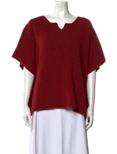 Pre-owned Eskandar Merino Wool V-neck Sweater In Red