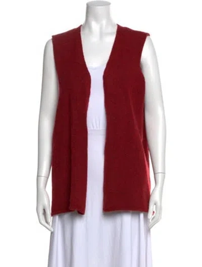 Pre-owned Eskandar Merino Wool V-neck Sweater In Red
