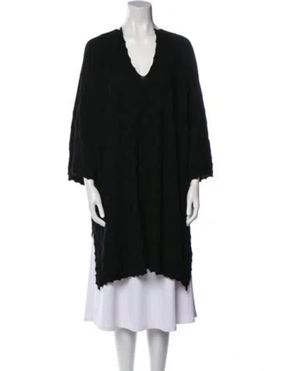 Pre-owned Eskandar Merino Wool V-neck Tunic In Black