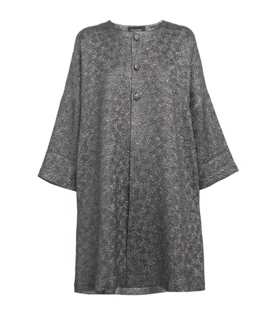 Eskandar Metallic Floral Round-neck Coat