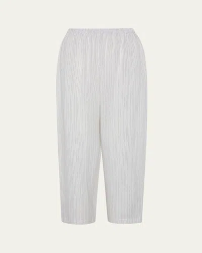 Eskandar Metallic Linen Japanese Trousers In White