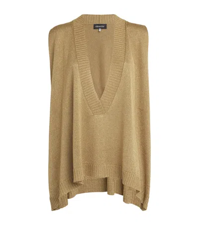 Eskandar Metallicized Deep V-neck Sweater Vest In Gold