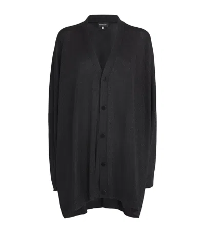 Eskandar Metallised V-neck Cardigan In Black