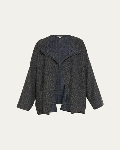 Eskandar Mid Plus Wool Short Jacket In Tealdark