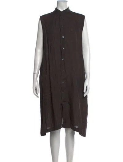Pre-owned Eskandar Midi Length Dress In Brown