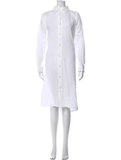 Pre-owned Eskandar Midi Length Dress In White