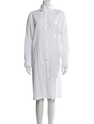 Pre-owned Eskandar Midi Length Dress In White