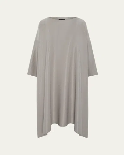 Eskandar Midweight Silk Plissé Dps Scoop Neck Dress In Gray