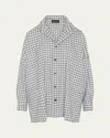 Eskandar Slim A-line Shirt With Collar And Stepped Insert (long Length) In Black