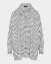 Eskandar Slim A-line Shirt With Collar And Stepped Insert (long Length) In White
