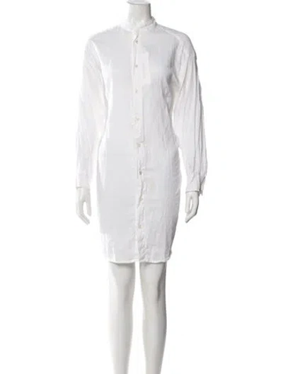Pre-owned Eskandar Mock Neck Knee-length Dress In White