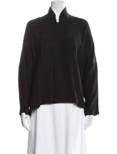 Pre-owned Eskandar Mock Neck Long Sleeve Blouse In Black