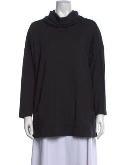 Pre-owned Eskandar Mock Neck Long Sleeve Top In Black