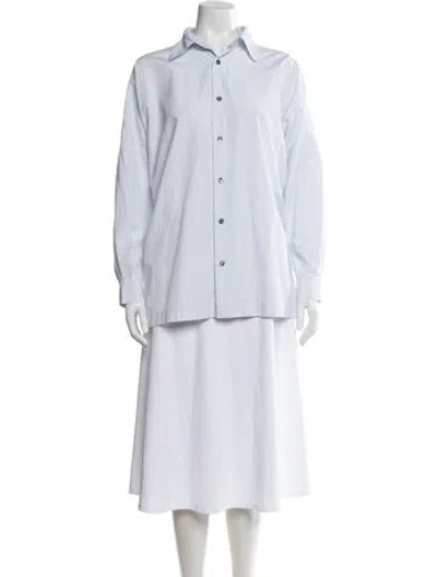 Pre-owned Eskandar Mock Neck Long Sleeve Tunic In Blue